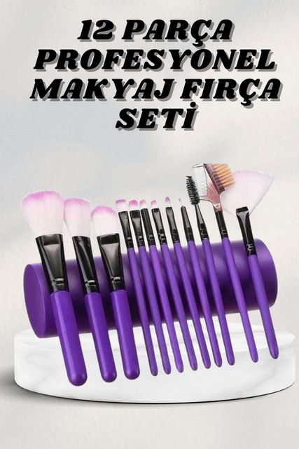 Necolabs 73643718 Makyaj Fırçası 12 Parça Set Yumuşak Uçlu Göz Makyajına Uygun Hafif Ve Taşınabilir Çanta