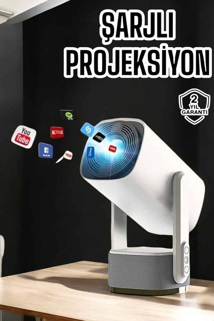 Necolabs 73644626 Akıllı Projeksiyon Powerbankli Taşınabilir Sinema Projektörü 4K Hd Kaliteli
