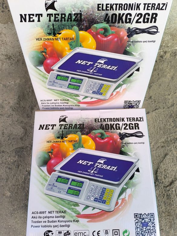 Net Terazi ACS809T Market Pazarcı Ve Kasap Terazisi 40 Kg Kapasiteli Elektronik Dijital Bakkall Manav Tartısı