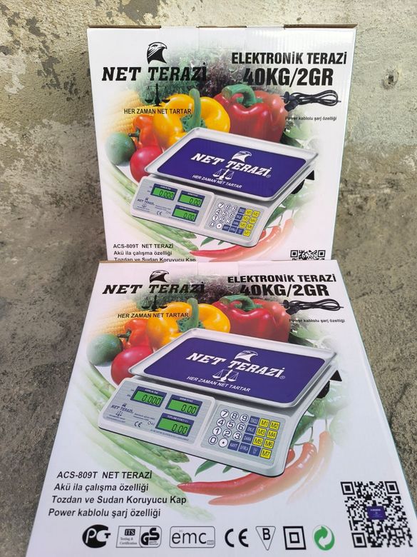 Net Terazi ACS809T Market Pazarcı Ve Kasap Terazisi 40 Kg Kapasiteli Elektronik Dijital Bakkall Manav Tartısı