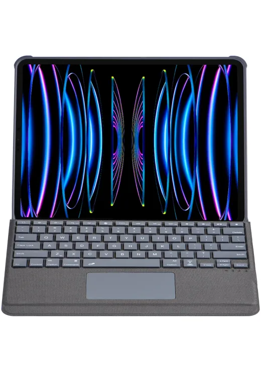 Newface Apple T5509D iPad Pro 12.9 (2022) Kılıf Palermo Ledli Klavyeli Standlı Tablet Kılıfı - Siyah