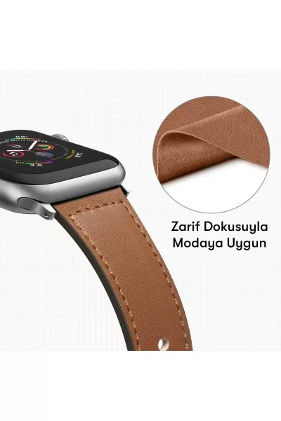 Newface Apple Watch 38mm KR415 Luaz Deri Kordon - Lacivert
