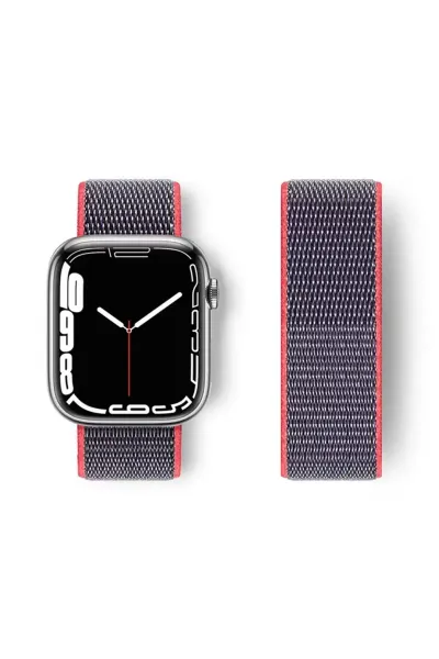 Newface Apple Watch 42mm Hasırlı Cırtcırtlı Kordon - Pembe