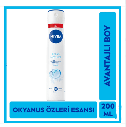NIVEA 81619-08210-67 Fresh Natural Kadın Sprey Deodorant 200 Ml
