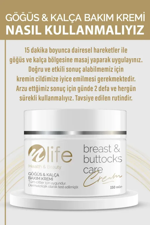 Nlife Tüm Ciltler İçin Uygundur Göğüs Ve Kalça Bakım Kremi / Toparlayıcı / Onarıcı / Tüm Ciltler 150 Ml
