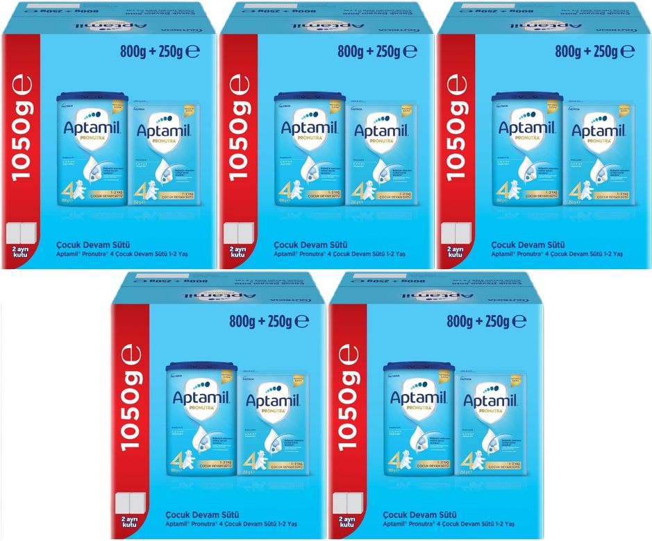 Nutrıcıa Pronutra 800GR+250GR Toplam: 1050GR Devam Sütü No:4 (1 Yaş ve Üzeri) (5 Li Set)