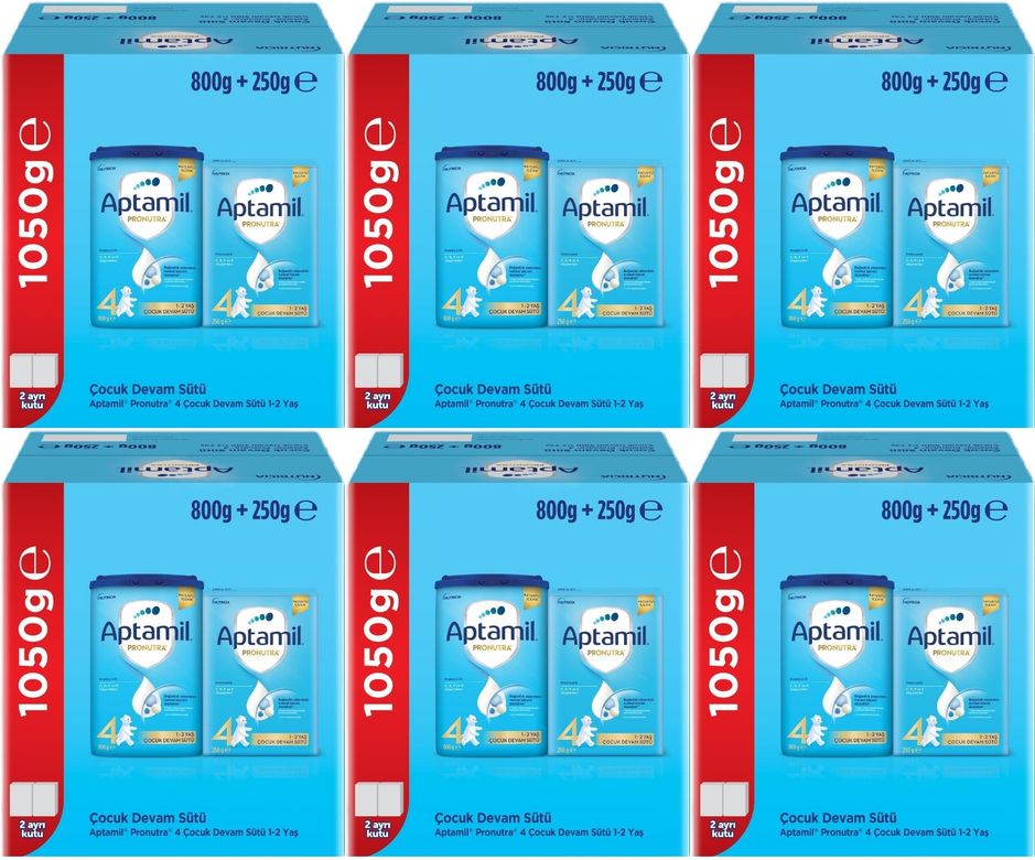 Nutrıcıa Pronutra 800GR+250GR Toplam: 1050GR Devam Sütü No:4 (1 Yaş ve Üzeri) (6 Lı Set)
