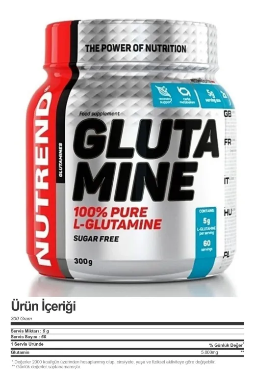 Nutrend 3fae9329-61be-543f-8922-429adfa5a29a L-Glutamine Powder 300 Gr Aromasız
