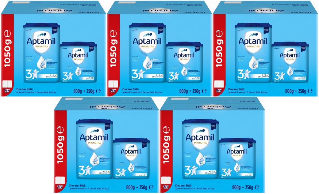 Nutrıcıa Aptamil Pronutra 1050GR (800+250GR) Devam Sütü No:3 (9-12 Ay) Avantaj Pk (5 Li Set)