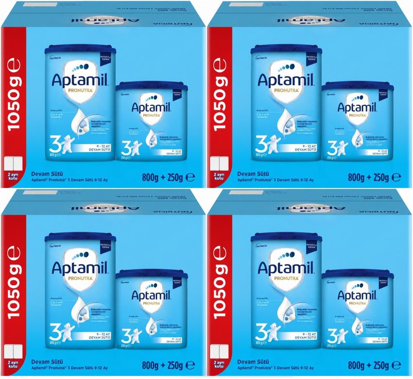 Nutrıcıa Aptamil Pronutra 1050GR (800+250GR) Devam Sütü No:3 (9-12 Ay) Avantaj Pk (4 Lü Set)