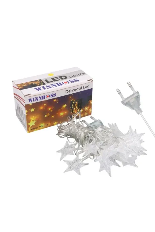 NW NessiWorld NURSYEB25DYMUCZZZYILDIZPERDELED 5 Metre Yıldız Led Işık Günışığı Beyaz İç Mekan Dekoratif Aydınlatma