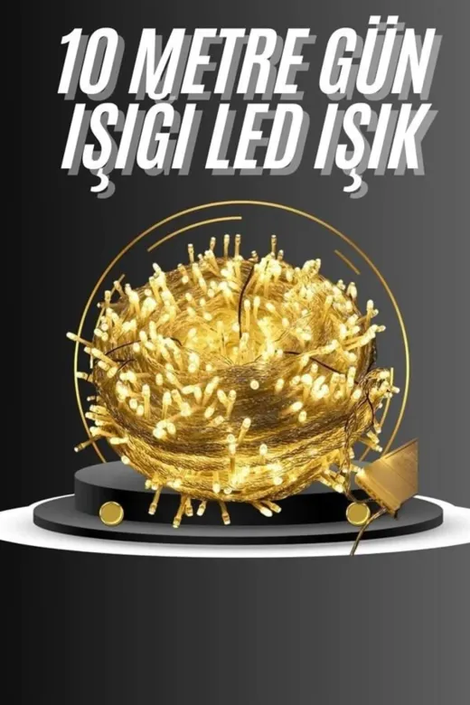 NW NessiWorld yebay225DYMXXUUCZZZ10MMGNIIIIIII-2 10 Metre Günışığı Led Işık Fişli Dekoratif Sarı Ton Aydınlatma 3 Modlu Led Şerit