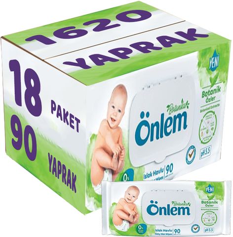 Önlem Islak Havlu Mendil 90 Yaprak Botanika Özlü (18 Li Set) Plastik Kapaklı 1620 Yaprak