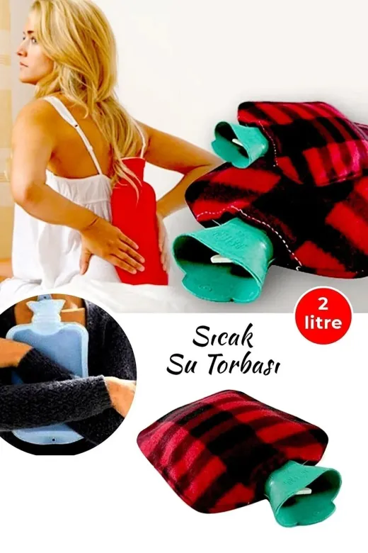 Online Kapında Gereç-00111 2 Adet Polar Kılıflı Termofor Sıcak Su Torbası