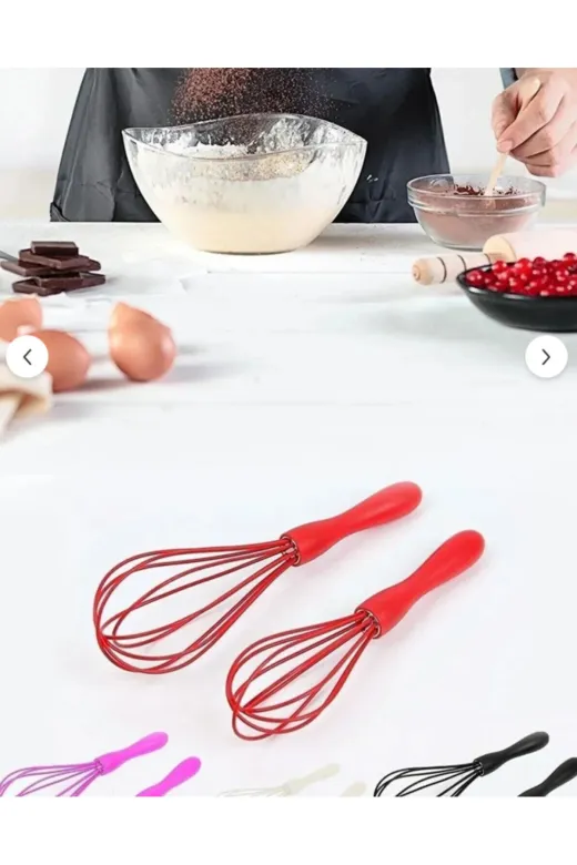 Online Kapında Mutfak-00000130 Lüks 2'li Silikon Yumurta Puding Sos Kremşanti Çırpma Teli Çırpıcı
