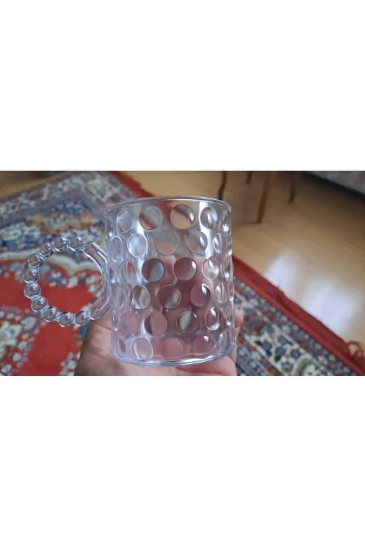 Online Kapında Mutfak-00000440 6'lı Boncuk Bardak 220 Ml Mika Çay Bardağı Su Bardağı(Cam Değildir.