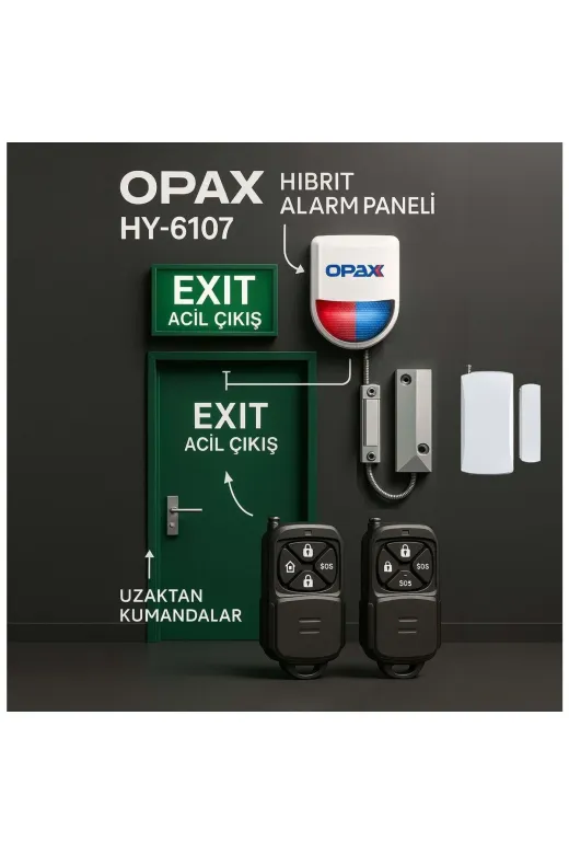 OPAX 3654 Hy 6107 Kablolu/kablosuz Acil Çikis Kapi Alarm Sistemi