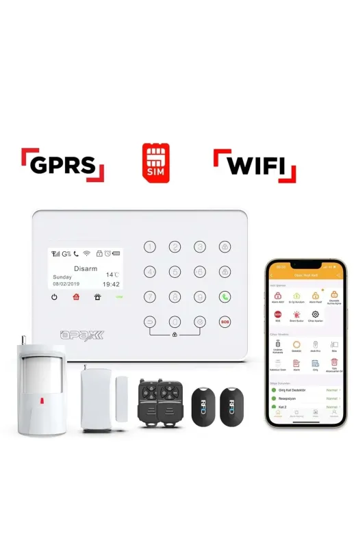 OPAX TYC00756814090 Ard-575 Gprs I Gsm I Wıfı Kablolu Kablosuz Dokunmatik Alarm Sistemi 1 Yıl Ahm
