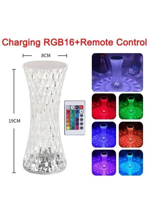 OrvaLife TYCKVYOYIN169942656752712 Kopya - Dokunmatik Renk Değiştiren Kristal Masa Lambası Gece Lambası Rgb Led 16 Renk 4 Mod