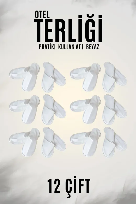 otel bukleti bukletekullanım12 Pratik Ve Hijyenik 4,5 Mm Polietilen Taban Otel Terliği 12 Çift Beyaz