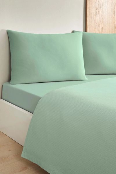 Özdilek -Colourist Çağla- Bamboo Lastikli Çarşaflı Tek Kişilik Pike Takımı