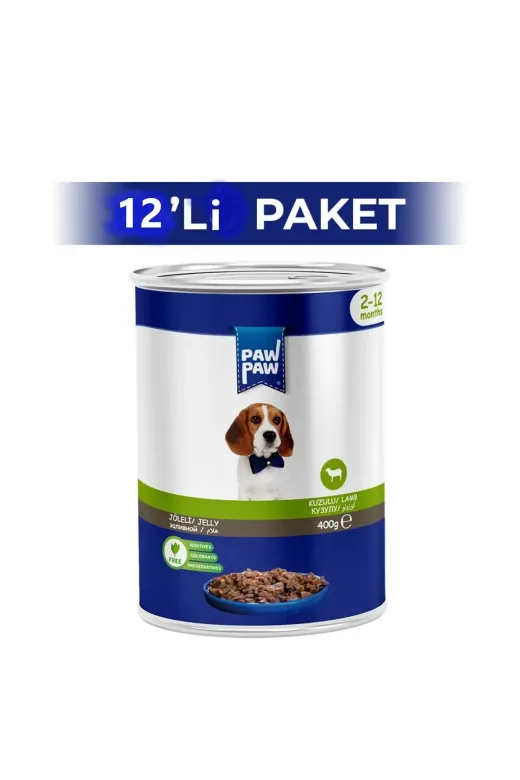 Paw Paw klas328 Jelly Kuzulu Yavru Köpek Konserve Maması 400 Gr 12 Adet