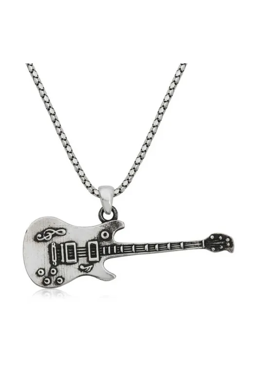 Pazarcan G-PT2610846 .gümüş Elektro Gitar Erkek Kolye