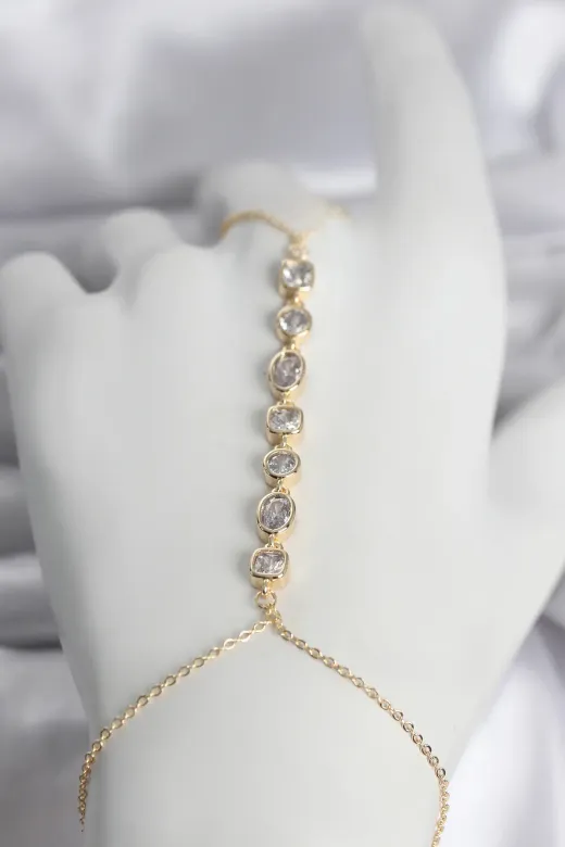 Pirinç Gold Renk Sıralı Zirkon Taşlı Kadın Şahmeran TJ-SN757