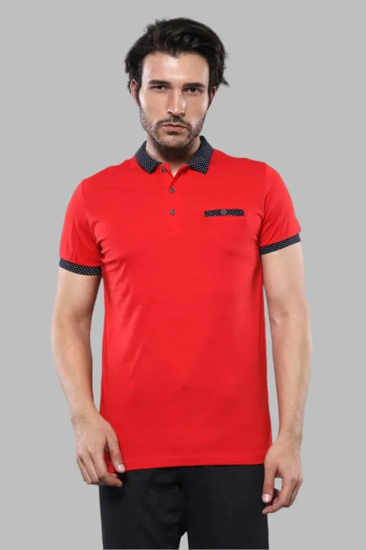 Polo Yaka Kırmızı T-shirt | Wessi