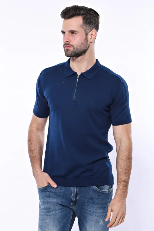 Polo Yaka Parlament Düz Örme T-shirt | Wessi