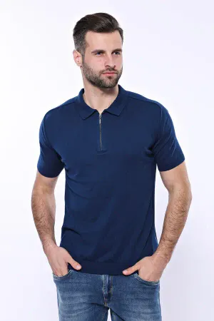 Polo Yaka Parlament Düz Örme T-shirt | Wessi