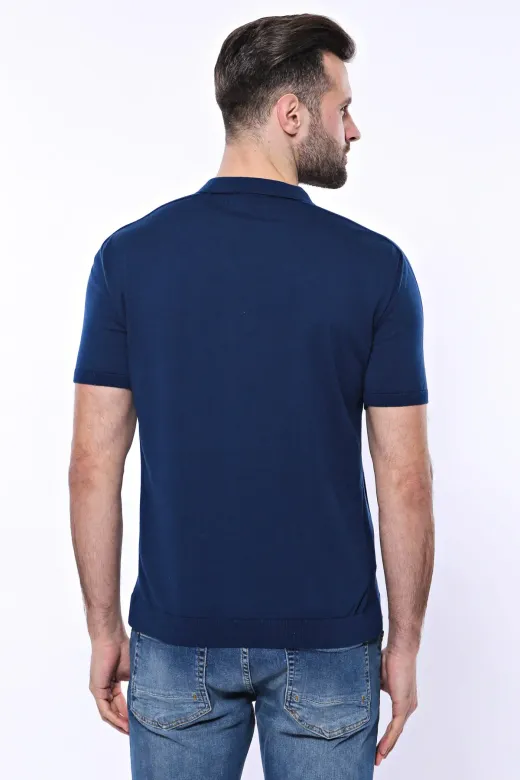 Polo Yaka Parlament Düz Örme T-shirt | Wessi