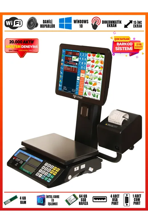 POS START LDR-34SET Barkod Sistemi | Pos Terazi | Lider Set