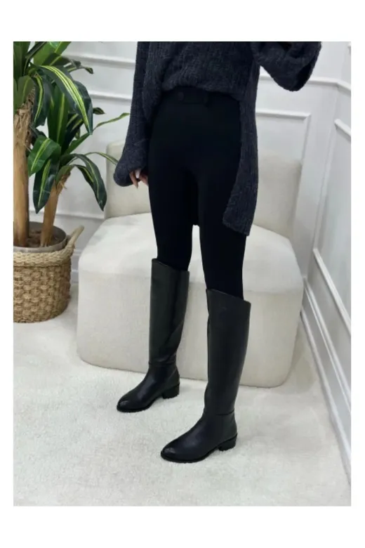 POTEEN Tibu-T Karina Kadın Arkadan Fermuarlı Uzun Çizme C314-Siyah