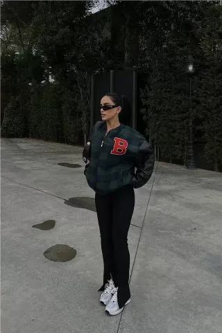Pötikare Desen Nakışlı Kolej Ceket - Haki - S - Haki