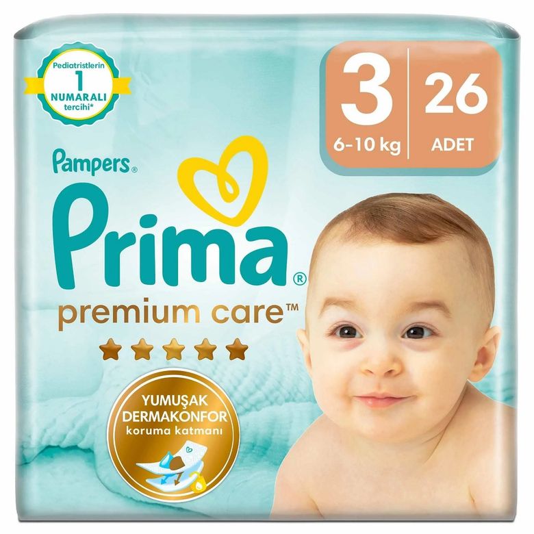 Premium Care Bebek Bezi Beden:3 (6-10Kg) Midi 26 Adet Jumbo Pk