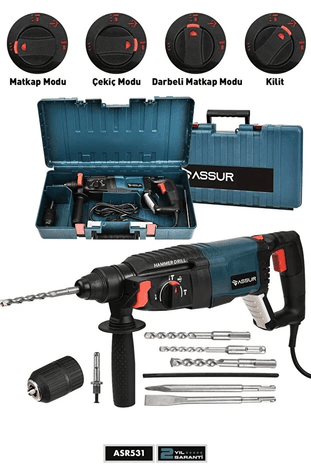 Profesyonel 850w asr531 Assur Profesyonel 850W Darbeli Kırıcı Delici Hilti 26Mm Matkap