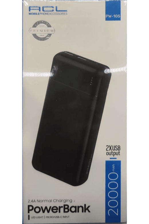 PW-105 2.4A, Acl Pw-105 2.4A Led Işıklı Type-C, Mikro Girişli 2Xusb-A Çıkış Powerbank