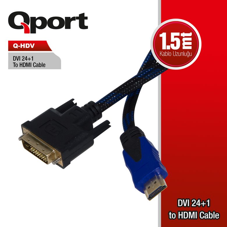Qport Q-HDV DVI - HDMI 24+1 Çevirici