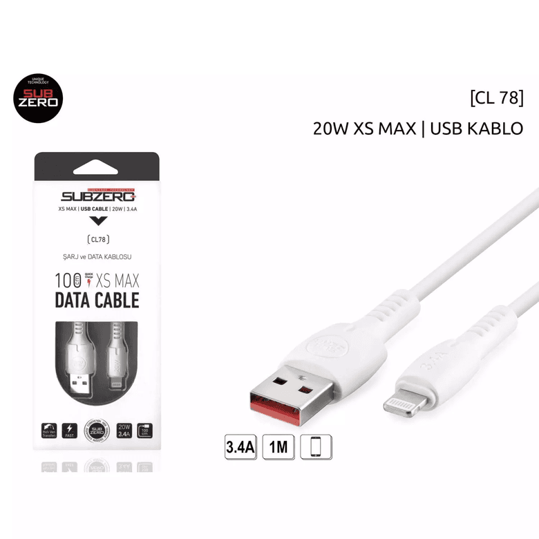 qrvM68Ccx4 Subzero Cl78 Usb Lightning Iphone Ipad Şarj Kablosu