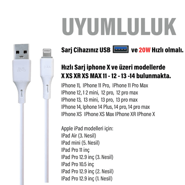 qrvM68Ccx4 Subzero Cl78 Usb Lightning Iphone Ipad Şarj Kablosu
