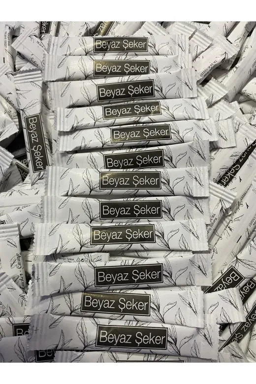 Renkli Şeker RSS3401521216 Stick Beyaz Toz Şeker Tek Kullanımlık 10,000 Adet 3Gr 30Kg