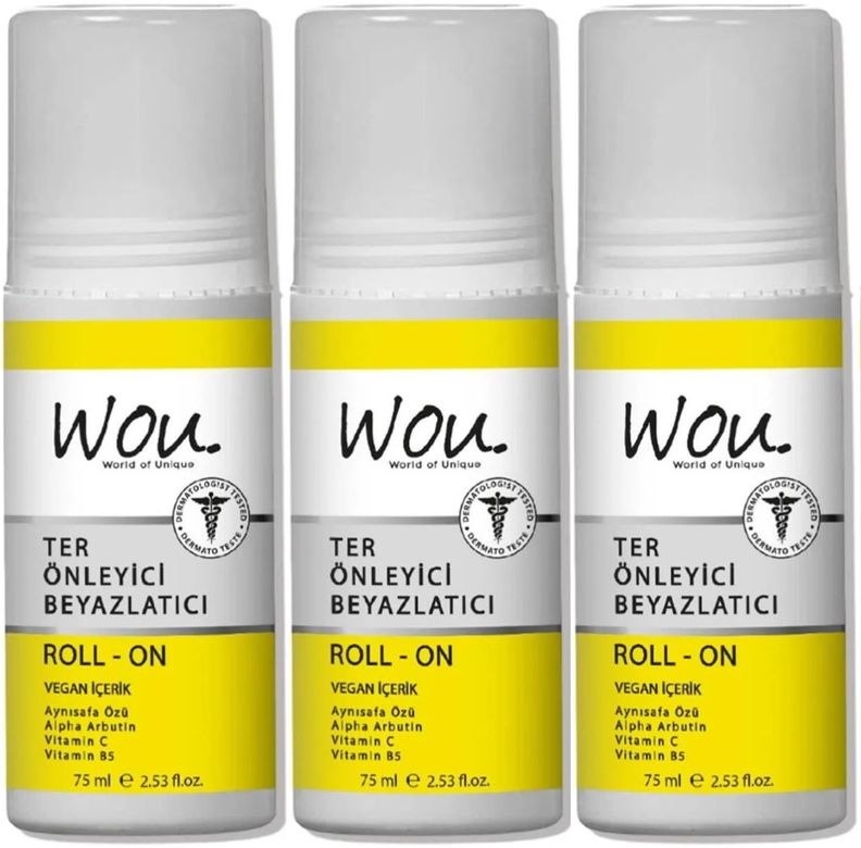 Roll-On Unisex Deodorant 75ML Ter Önleyici Beyazlatıcı (3 Lü Set)