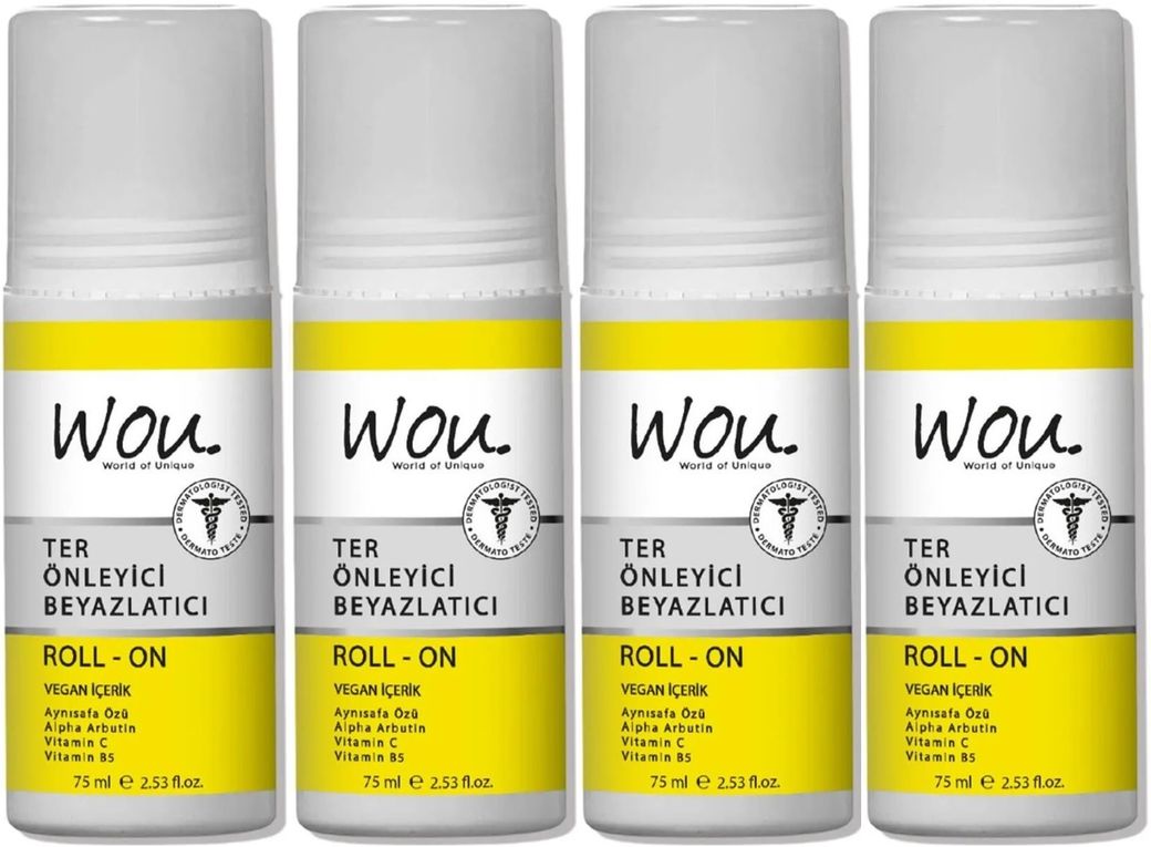 Roll-On Unisex Deodorant 75ML Ter Önleyici Beyazlatıcı (4 Lü Set)