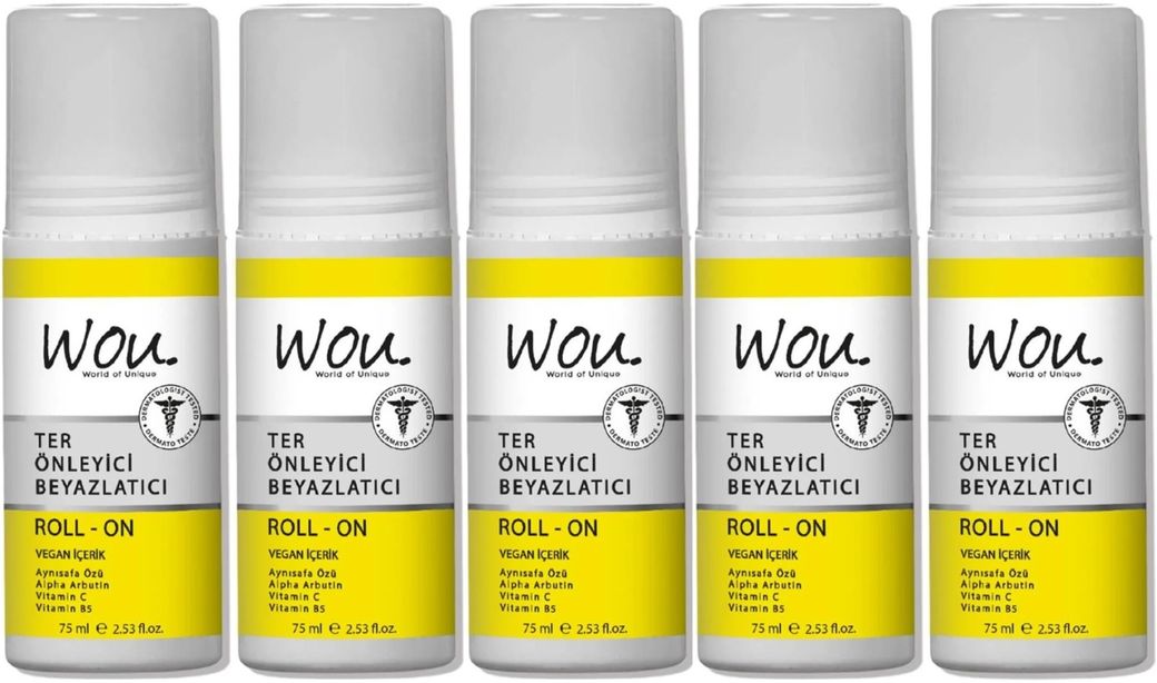 Roll-On Unisex Deodorant 75ML Ter Önleyici Beyazlatıcı (5 Li Set)