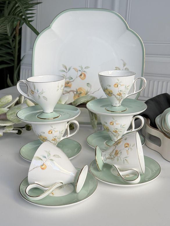 ROSSEV kah32640686 Türk Kahve Fincanı Veronica Peachy 6 Kişilik 12 Parça