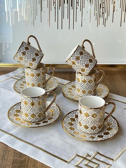 ROSSEV kah541847041 Türk Kahve Fincanı Amaris 6 Kişilik 12 Parça
