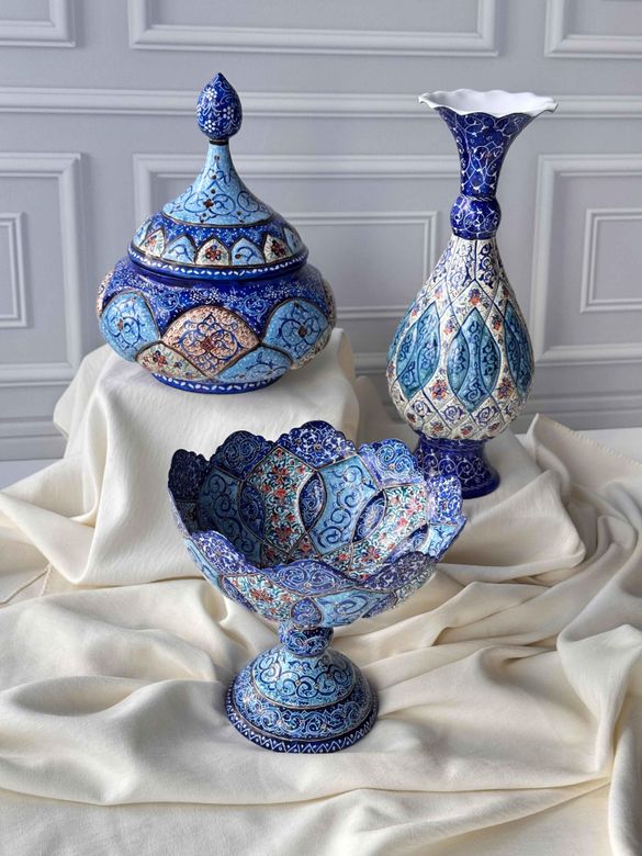 ROSSEV şek65440651 İsfahan Emaye Üzerine Mine İşlemeli Şekerlik 20Cm