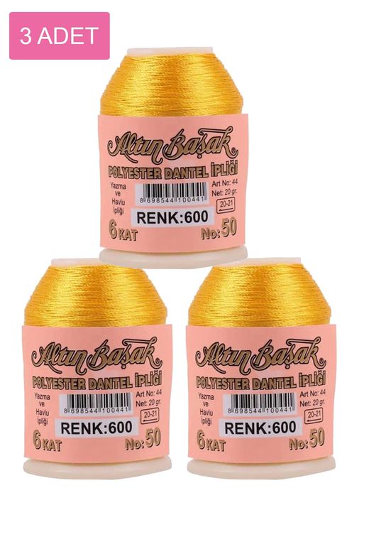 RT-RYL-HMR16722 3 Adet Altınbaşak Oya Ve Dantel İpi 20 Gr - Royaleks - No: 600