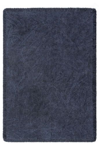 Rustik RS01 Blue Dört Tarafı Saçaklı Pamuklu Yıkanabilir Kilim
